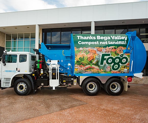 FOGO collection truck in Bega Valley Shire Council