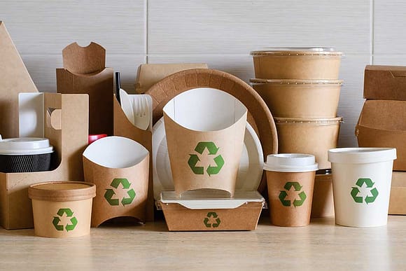 A range of eco-friendly paper tableware and packaging made from biodegradable materials.